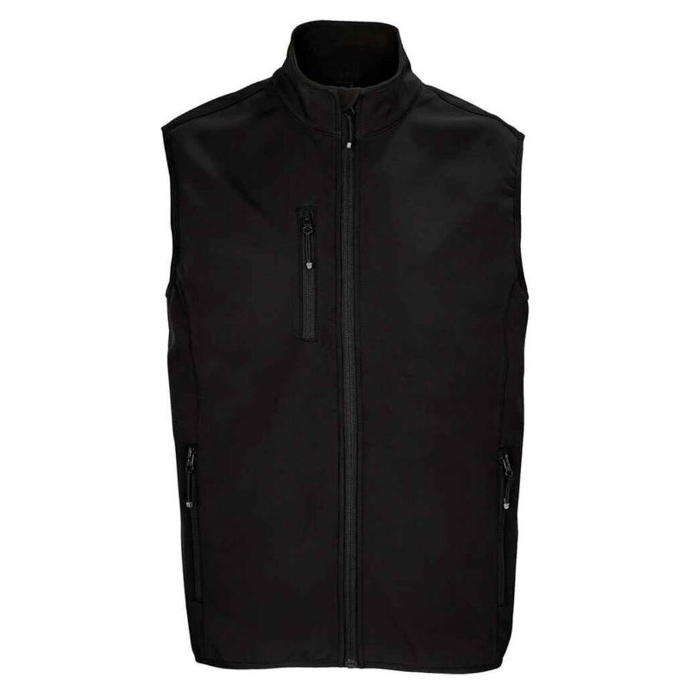 SOLS Mens Falcon Softshell Zipped Body Warmer / Black